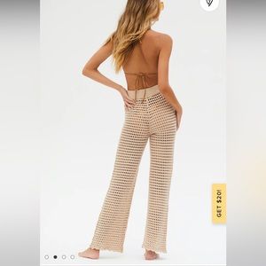 Summery Destinations Beige Sheer Crochet Swim Cover-Up Pants